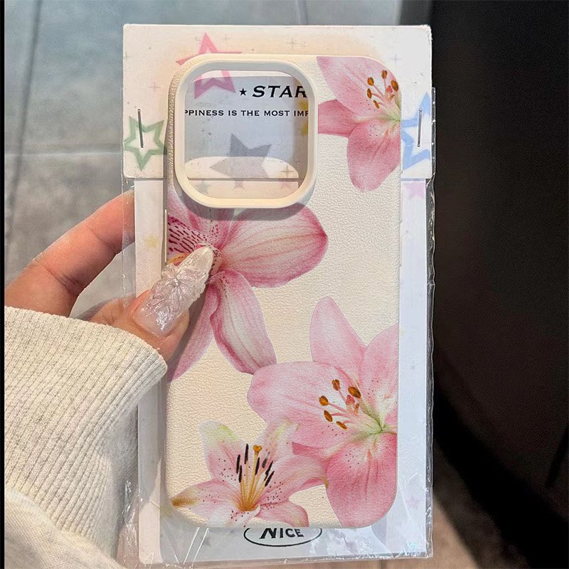 Phone Cases Galaxy S23 - Casing Ponsel Tekstur Pink Lily Lychee